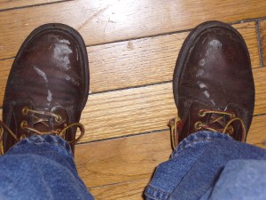 How the hell did I chalk on the TOPS of my boots?!